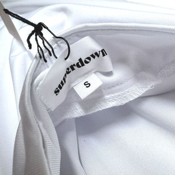 REVOLVE Superdown Mia Drape Slit Dress in White Stretch Asymmetric Design Small - Picture 8 of 8